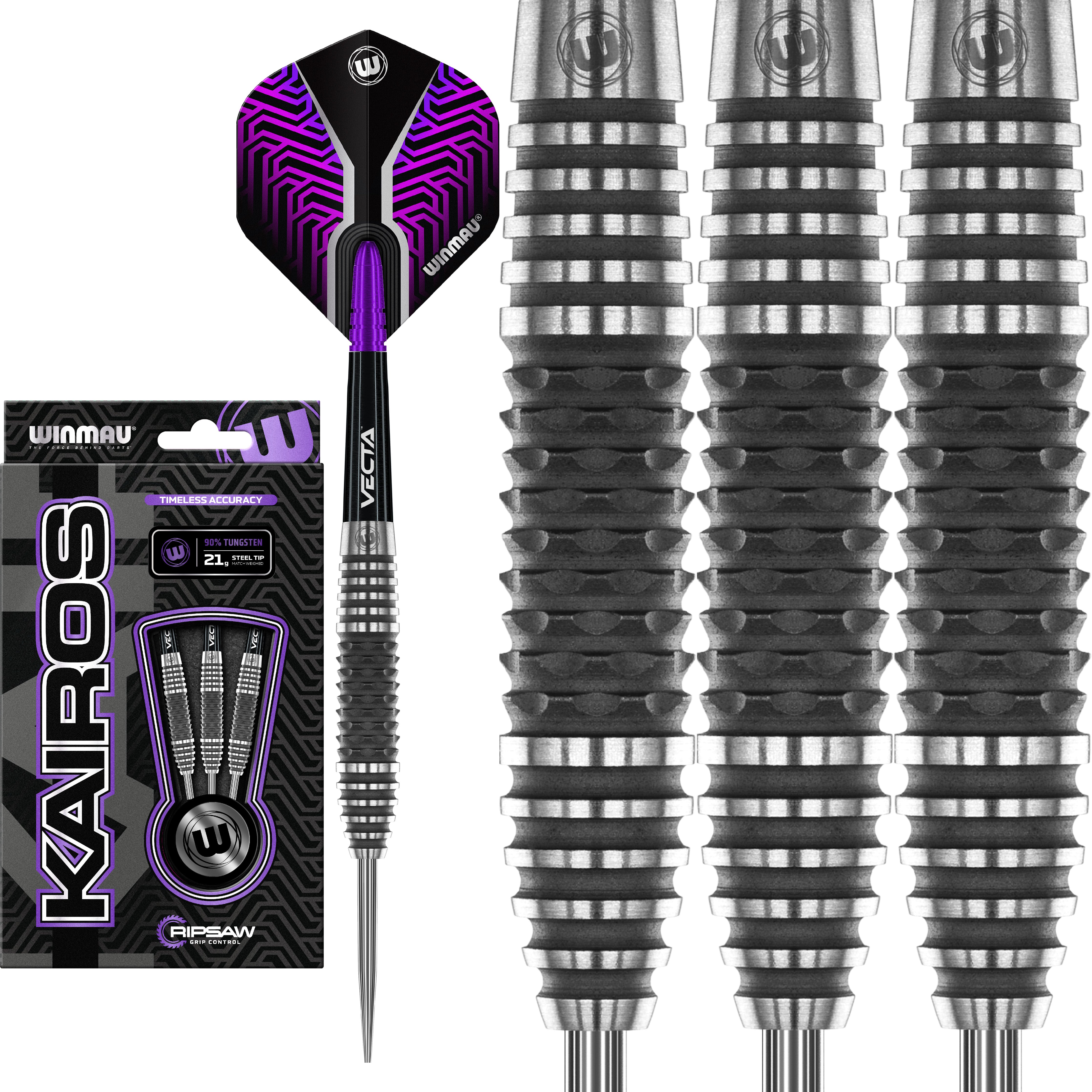 Winmau Kairos Steel Tip Darts Set - 90% Tungsten - 21g 23g
