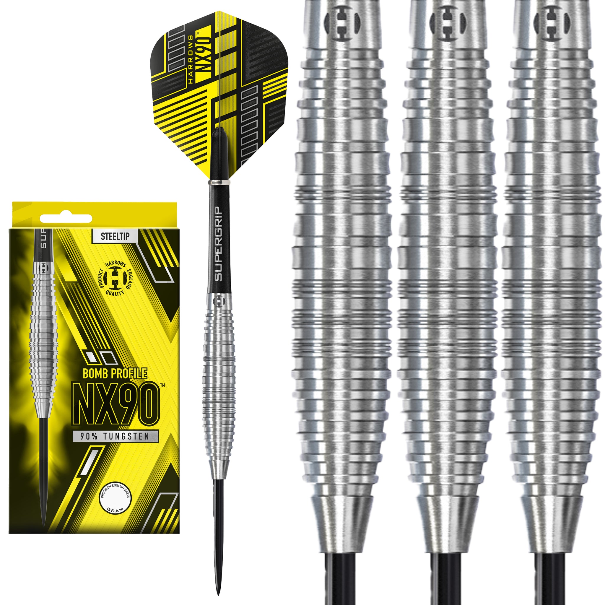 Harrows NX90 Bomb Steel Tip Darts Set 90 Tungsten 21g 23g 25g
