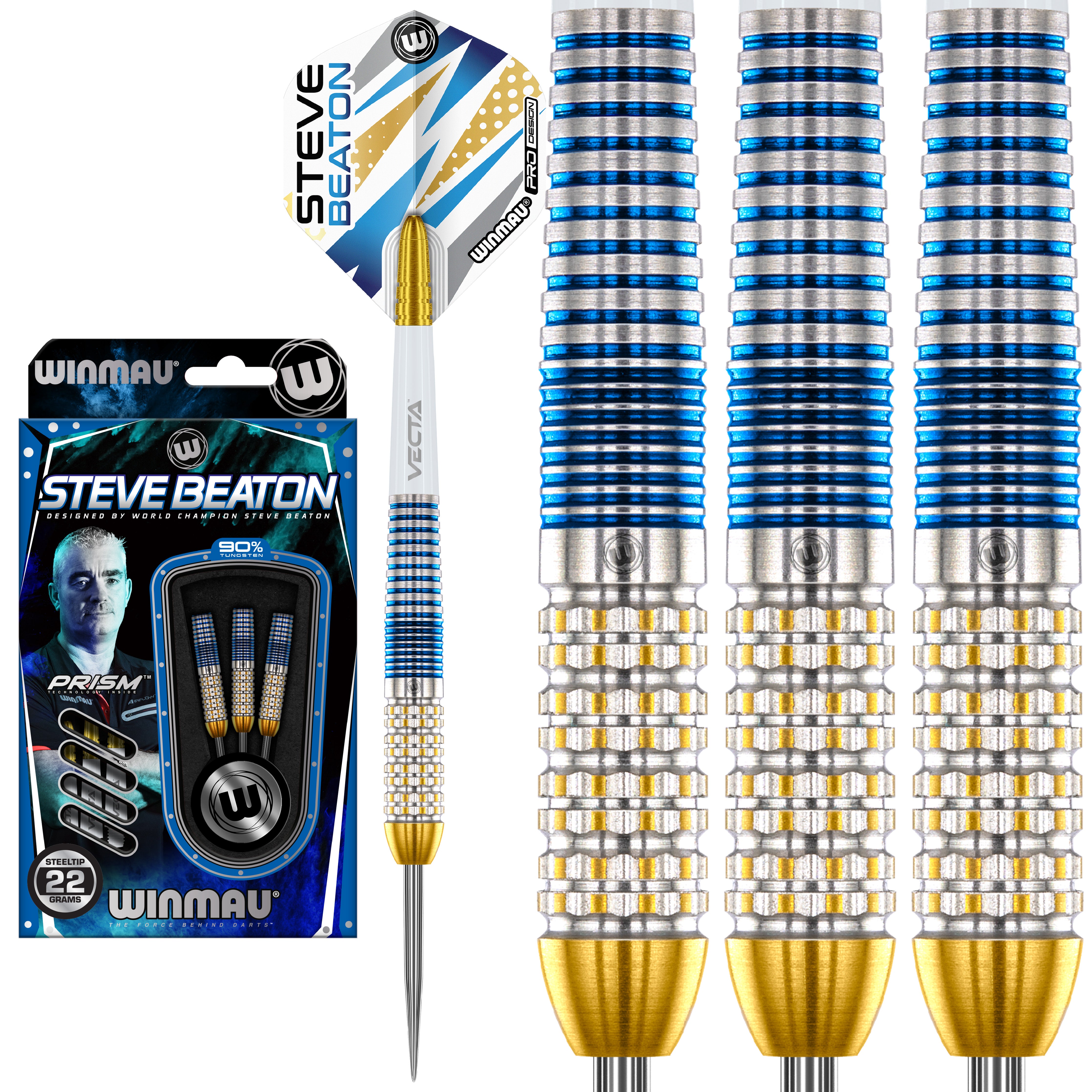 Winmau Steve 'The Bronzed Adonis' Beaton Legacy Edition Steel Tip Darts - 90% Tungsten - 22g 24g