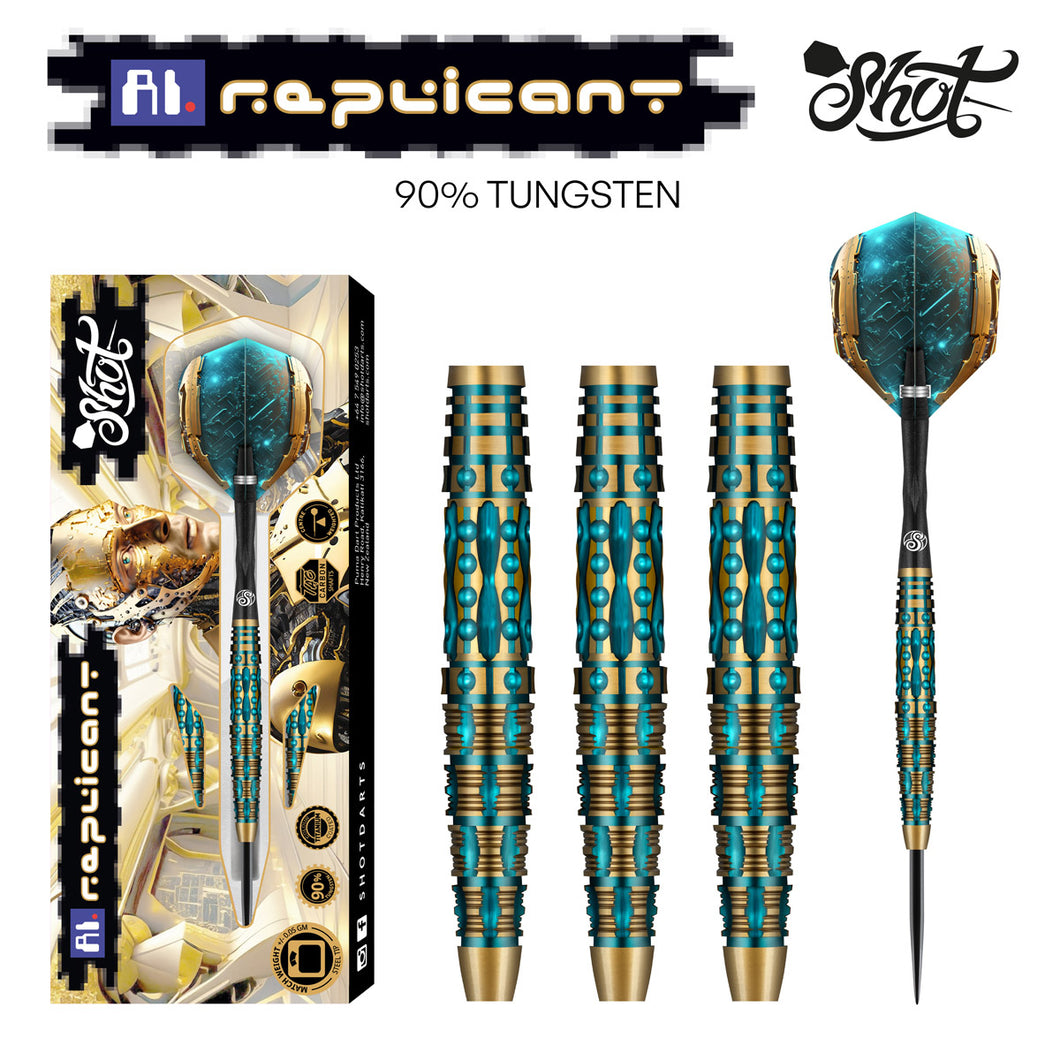 Shot AI Replicant Steel Tip Dart Set - 90% Tungsten Barrels - 23g 24g 25g