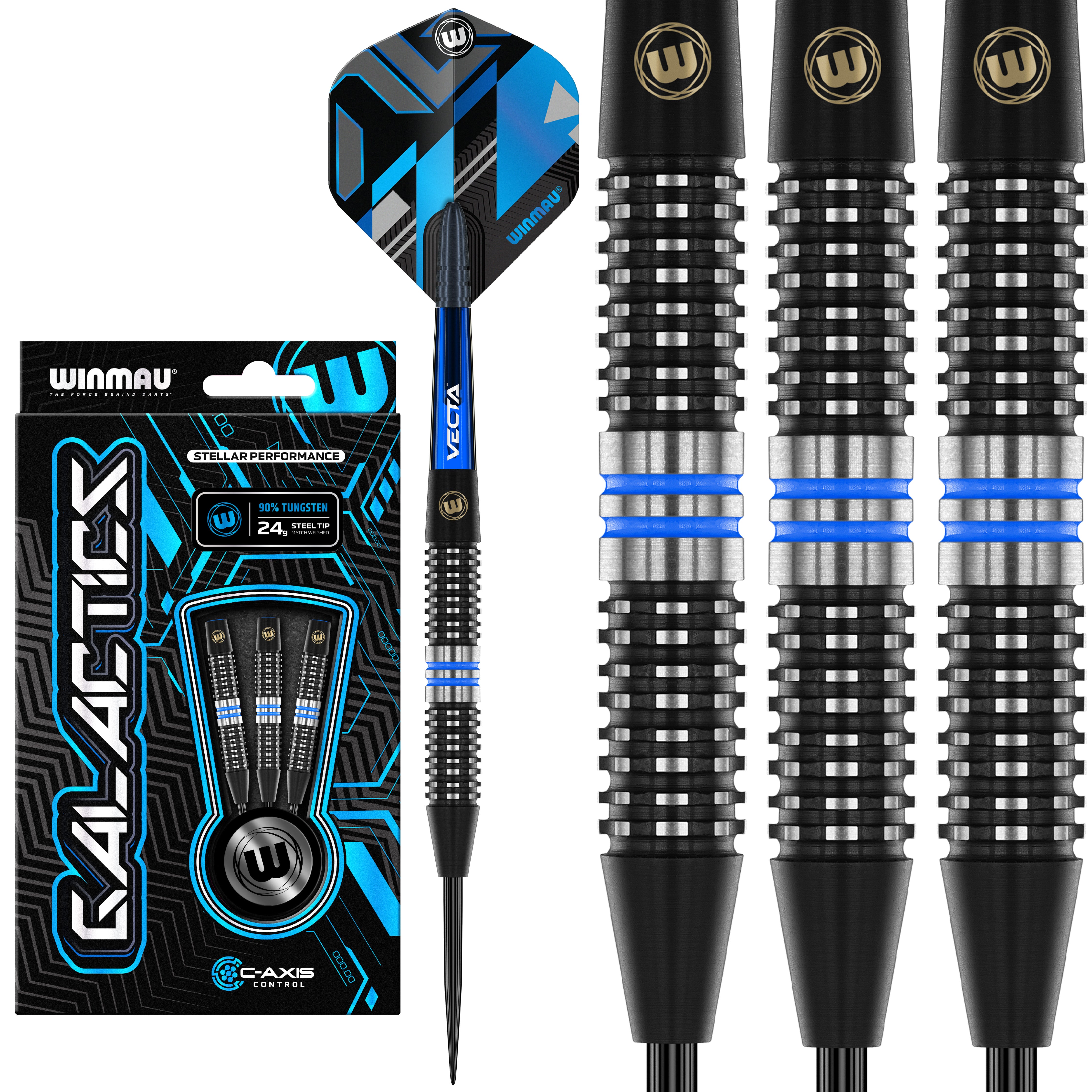 Winmau Galactics Steel tip Darts Set - 90% Tungsten - 24g 26g