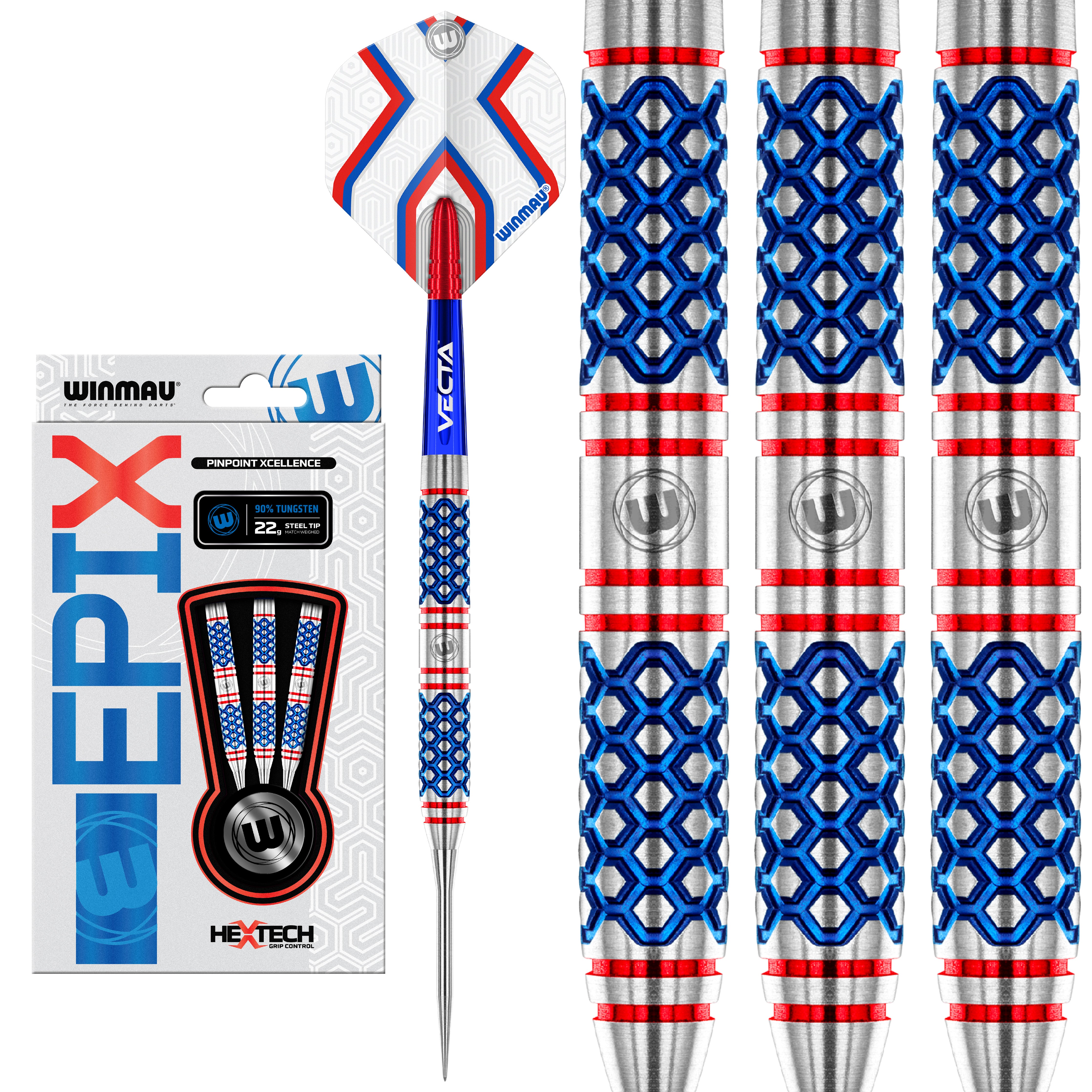 Winmau EPIX Steel Tip Darts Set - 90% Tungsten - 22g 24g