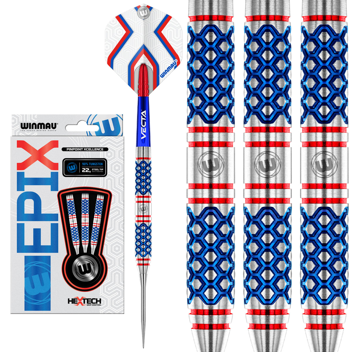Fléchettes Winmau Epix Series 90% Tungstène - Set Pro Avec Ailettes Et Tiges, Poids 18g/22g/24g - 9