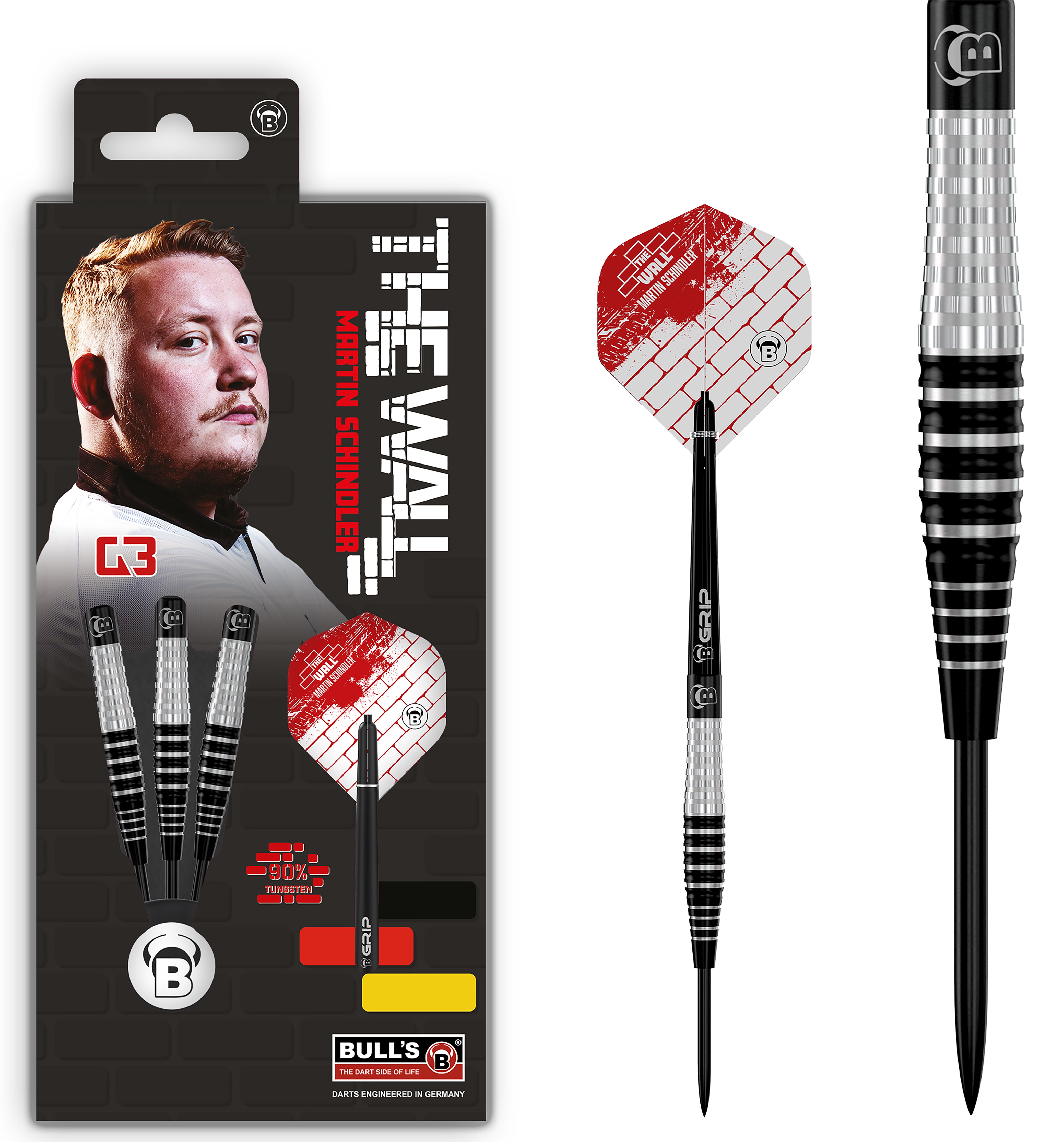 BULL'S Martin Schindler - The Wall - Generation 3 Steel Tip Darts - 90% Tungsten - 21g 23g 25g 27g
