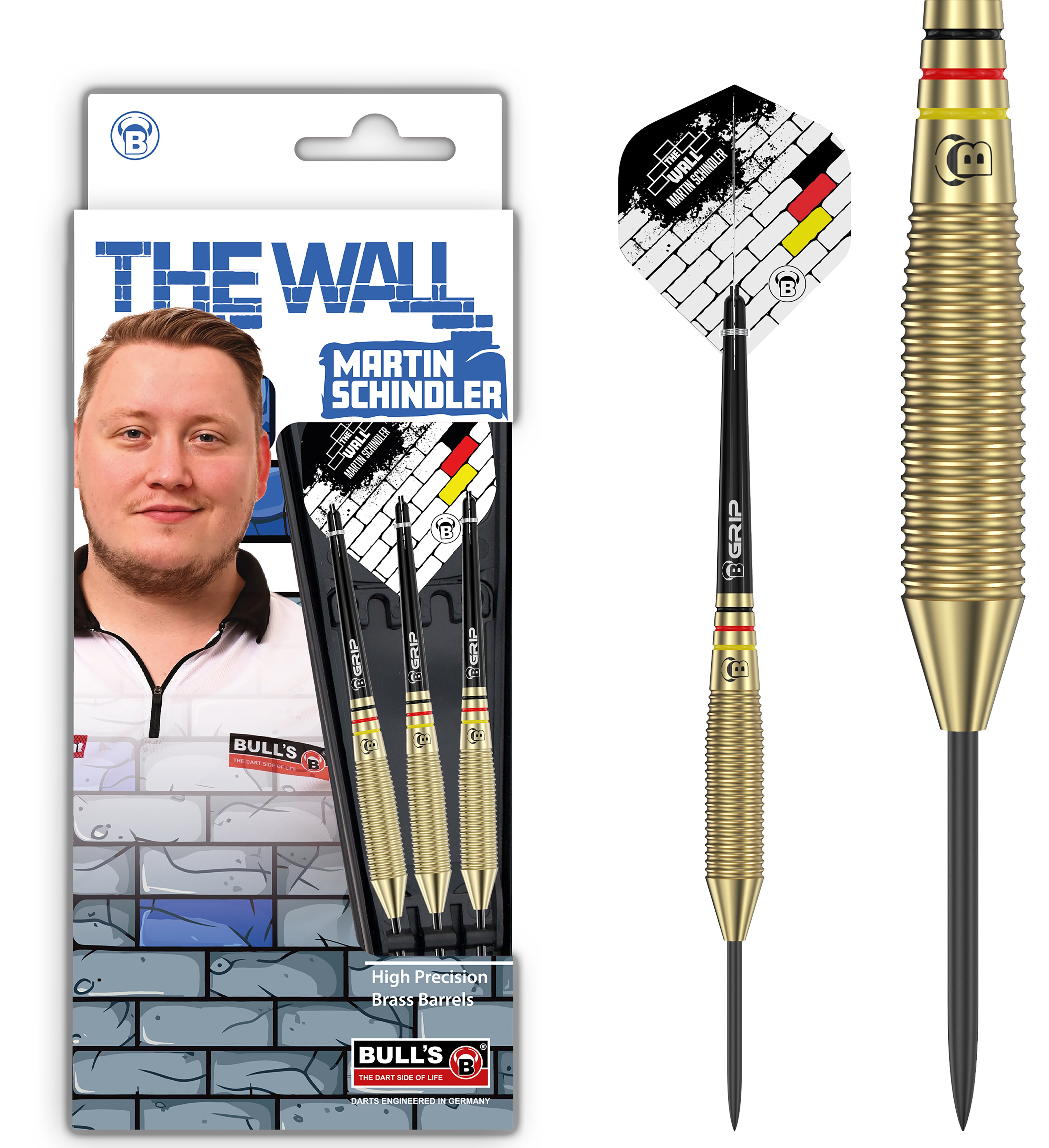BULL'S Martin Schindler - The Wall - Steel Tip Darts - Brass - 21g 23g