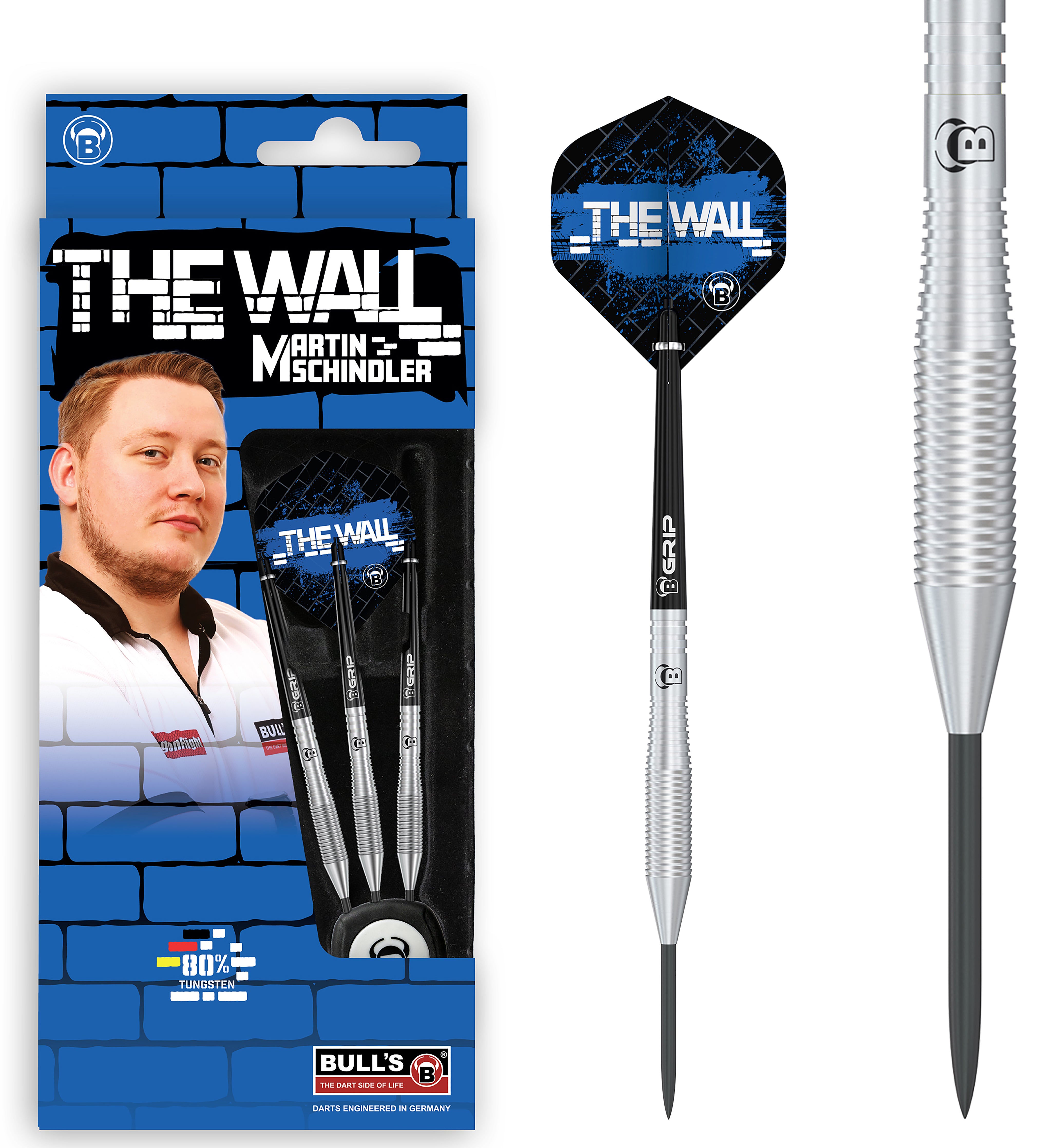 BULL'S Martin Schindler - The Wall - TW80 Steel Tip Darts - 80% Tungsten - 21g 23g