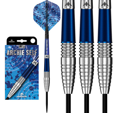 Mission Archie Self Darts - Steel Tip - 90% Tungsten - Blue & Silver - 22g 24g