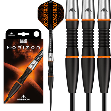 Mission Horizon Darts - Steel Tip - 95% Tungsten - Black PVD & Orange - 22g 24g