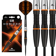 Mission Horizon Darts - Steel Tip - 95% Tungsten - Black PVD & Orange - 22g 24g