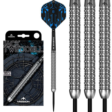 Mission Jack Tweddell Darts - Steel Tip - 95% Tungsten -  Silver - 22g 24g 26g
