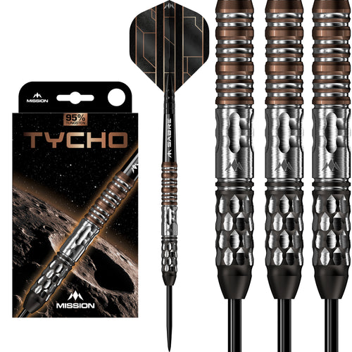 Mission Tycho Darts - Steel Tip - 95% Tungsten - Black & Bronze PVD - 22g 24g 26g