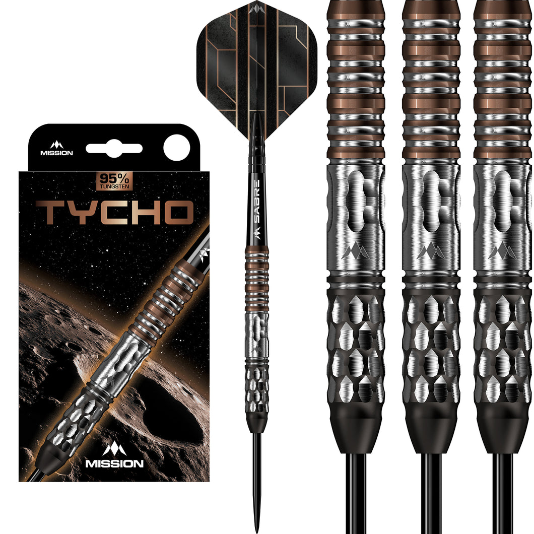 Mission Tycho Darts - Steel Tip - 95% Tungsten - Black & Bronze PVD - 22g 24g 26g