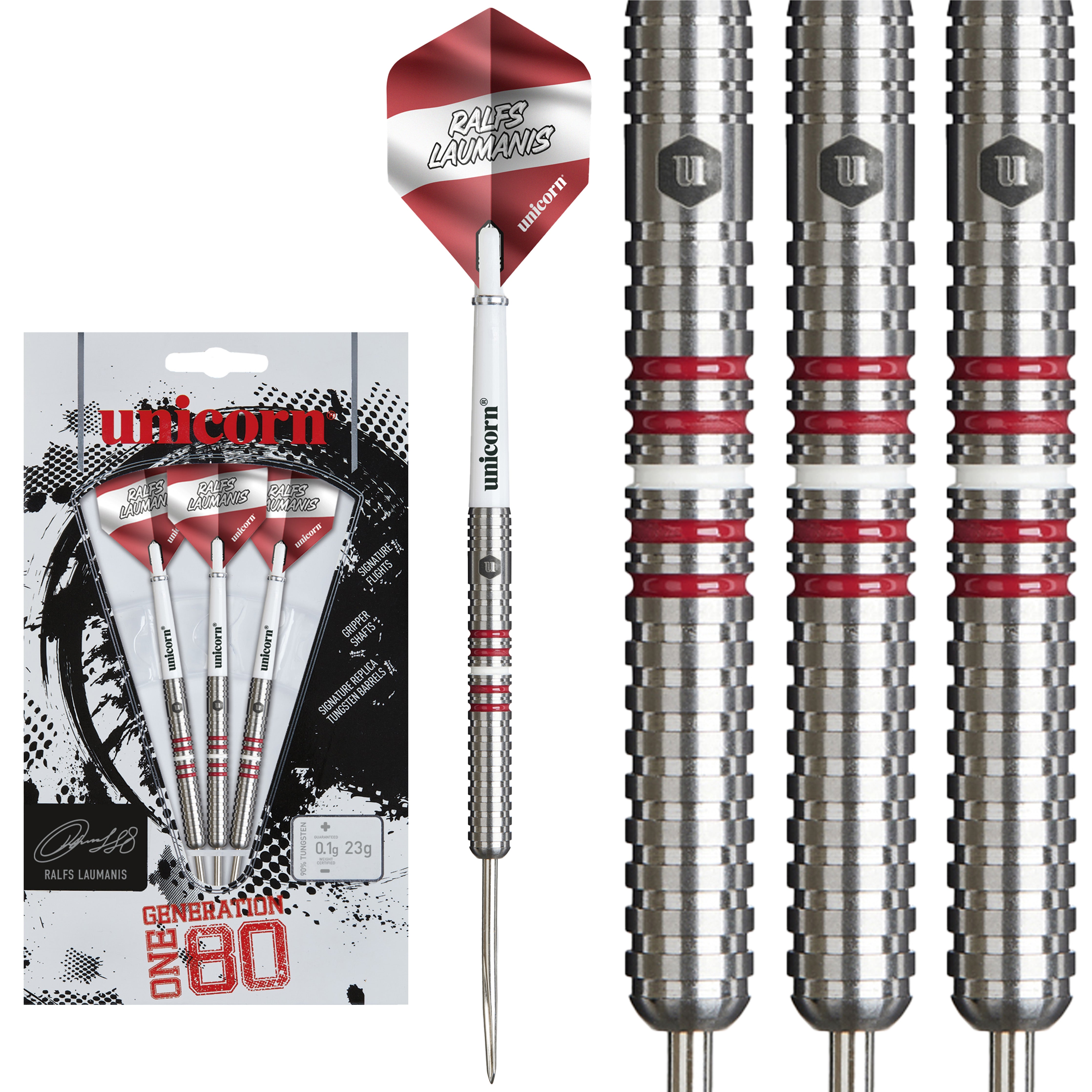 Unicorn Ralfs Laumanis Steel Tip Darts - 90% Tungsten - 23g