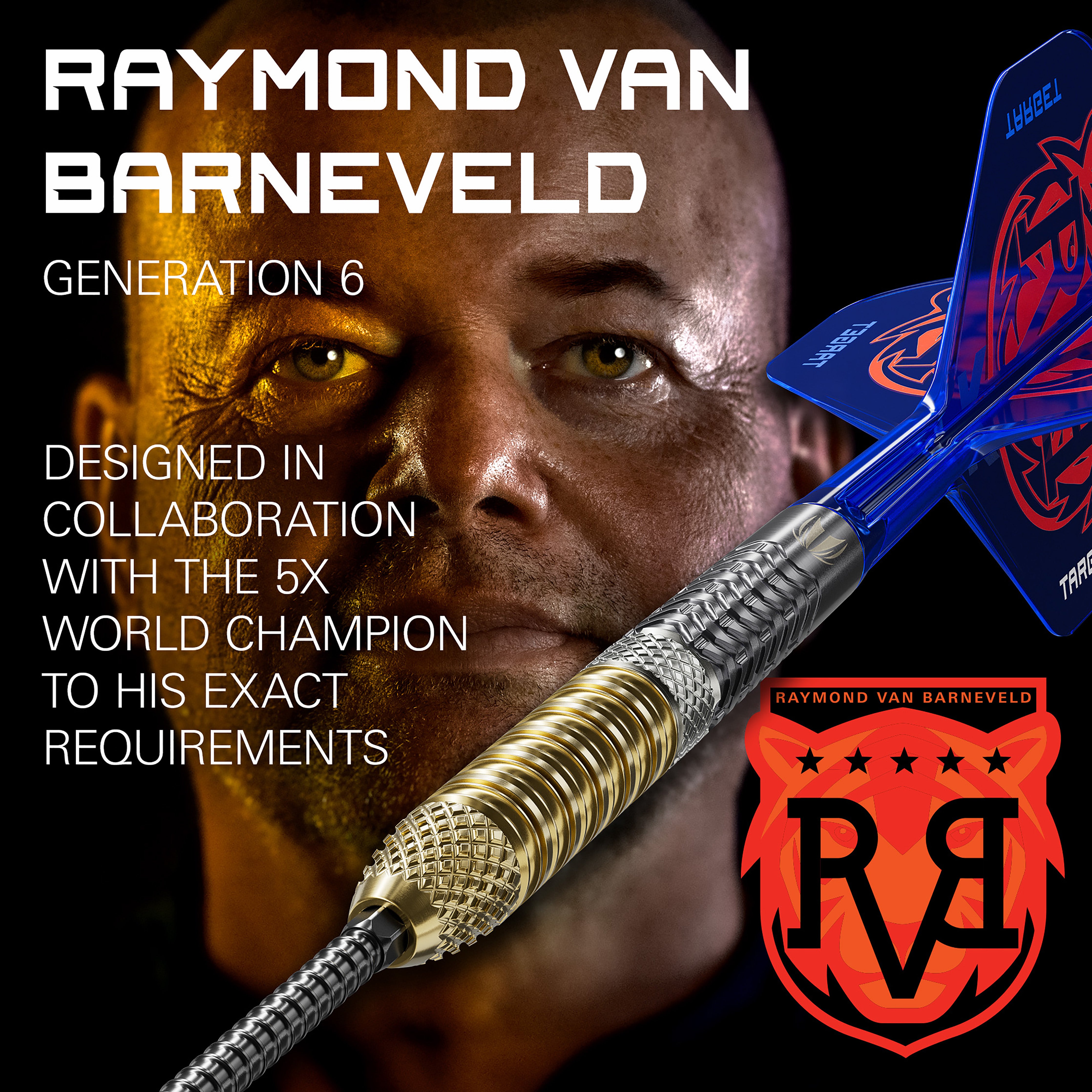 Target Raymond Van Barneveld - 95% Tungsten Darts - Gen 6 - Swiss Points - 21g 23g 25g