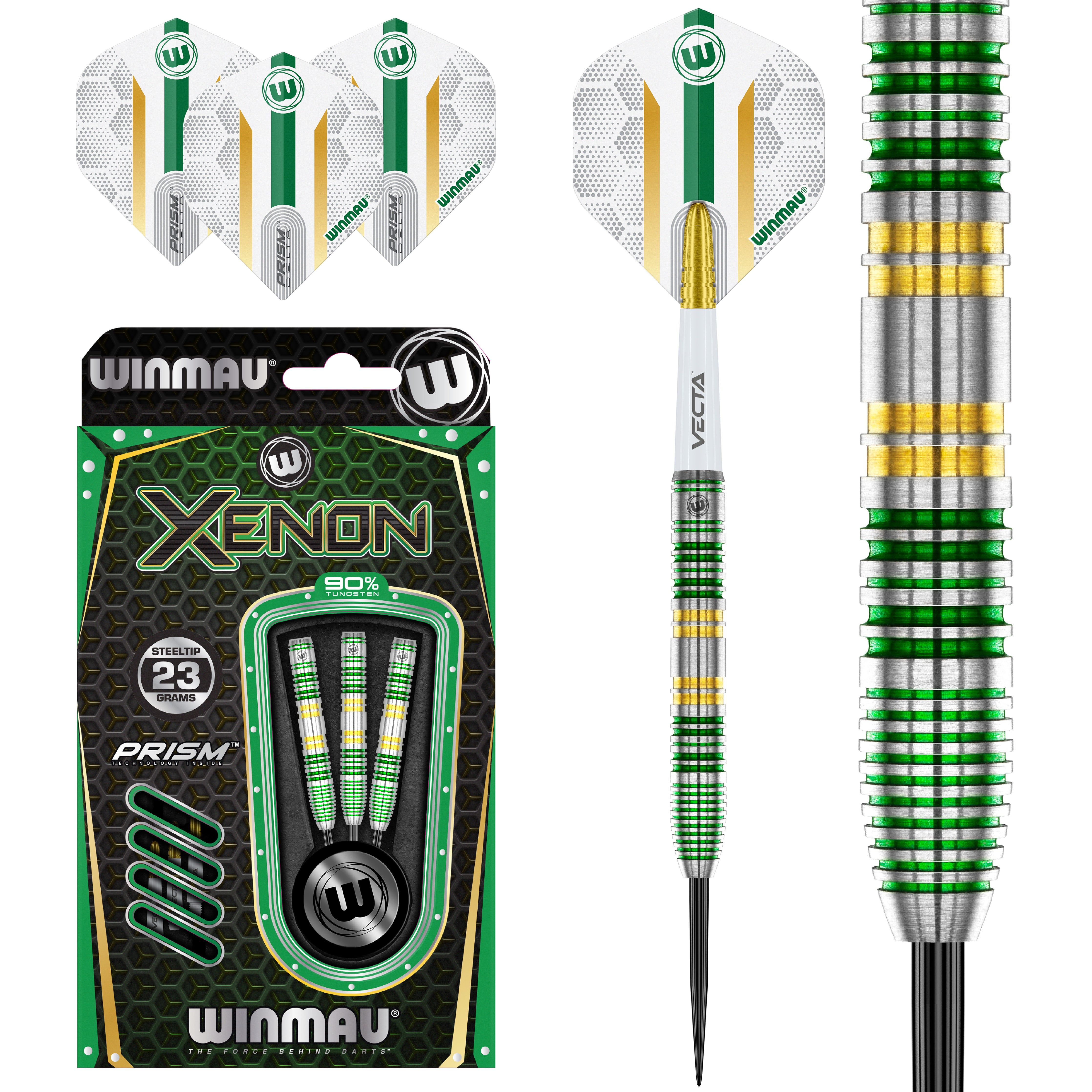 WINMAU ワンタンスペシャル 90%TUNGSTEN Winmau Xenon Steel Tip Darts Set - 90% Tungsten - 23g 24g 25g
