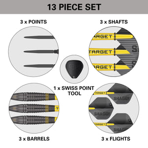 Target - Scott Williams - Swiss Point - 90% Tungsten Darts - Black & Yellow - 23g 25g