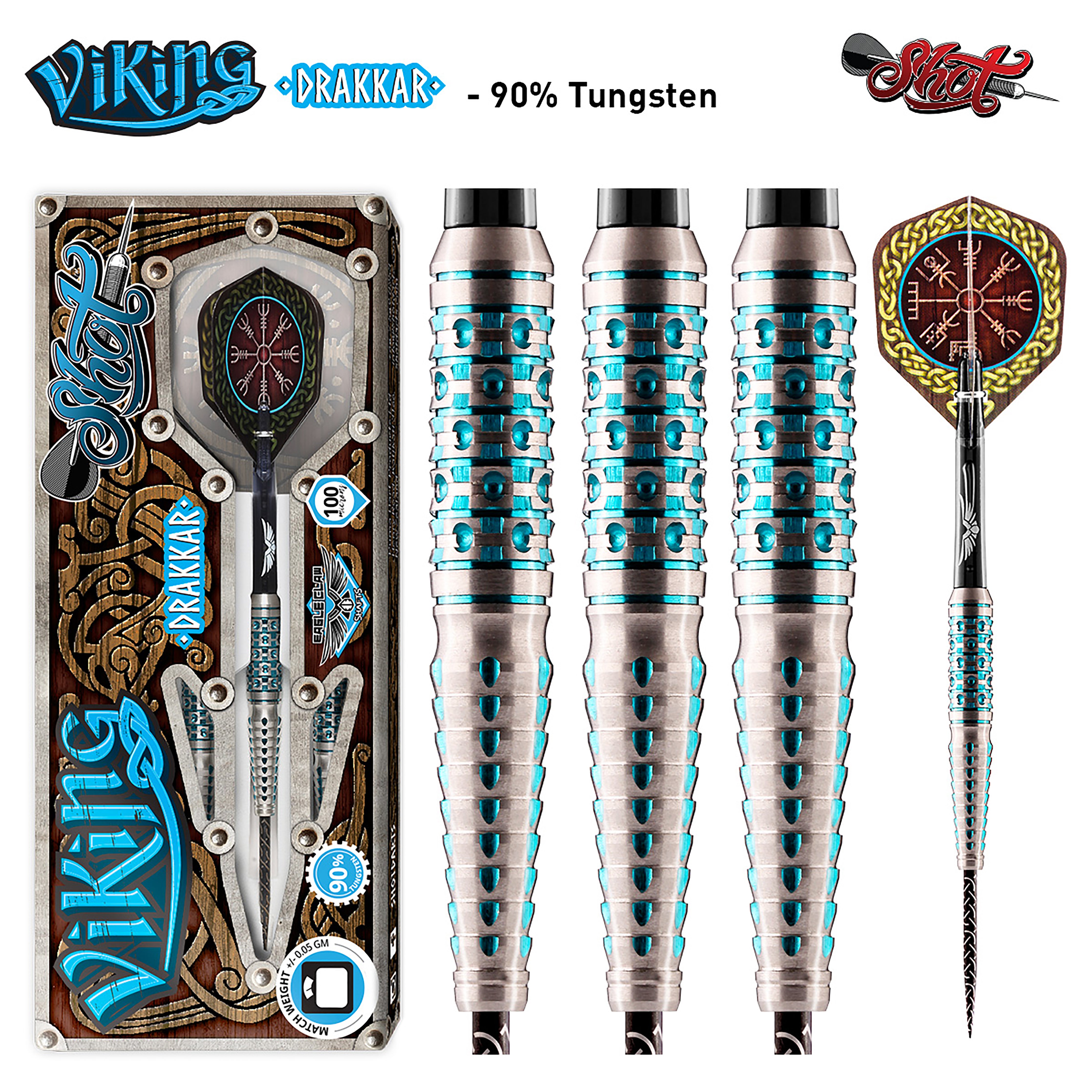 Shot Viking Drakkar - Steel Tip Darts - 90% Tungsten - 23g 25g 27g