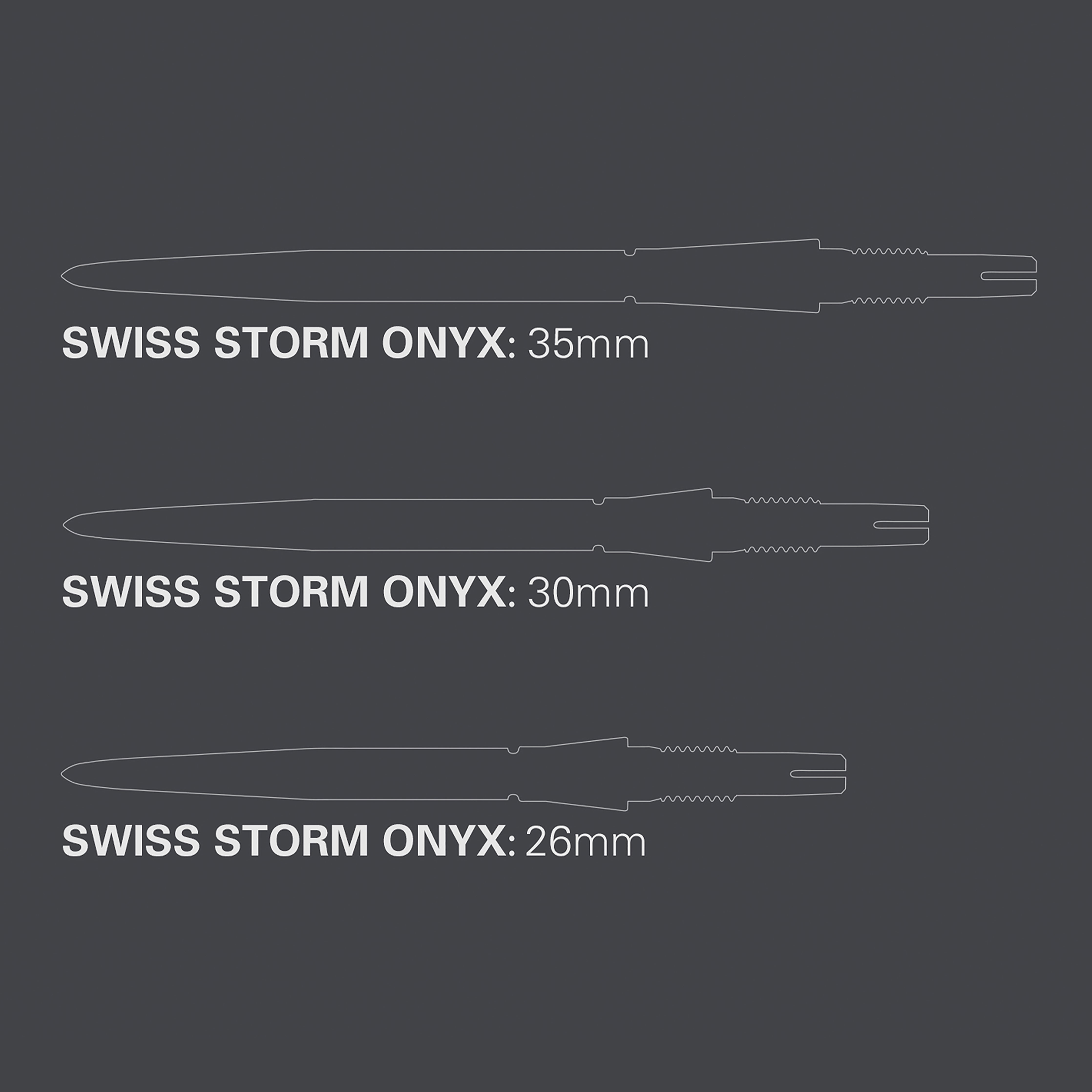 Target Swiss Storm Onyx - Dart Points - 26mm 30mm 35mm - Silver