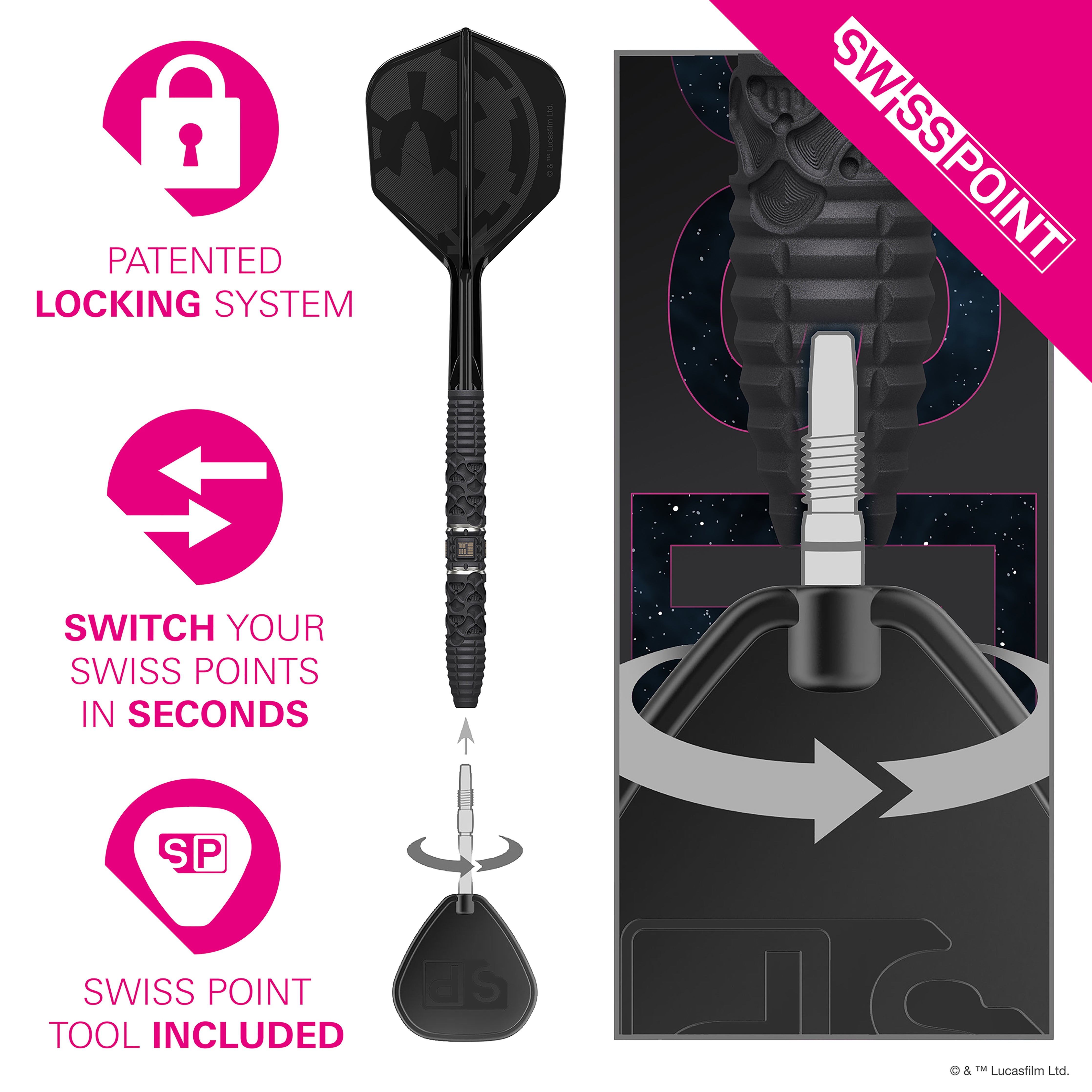 Target Star Wars Darth Vader - 95% Tungsten - SP - Steel Tip Darts - 22g 24g 26g