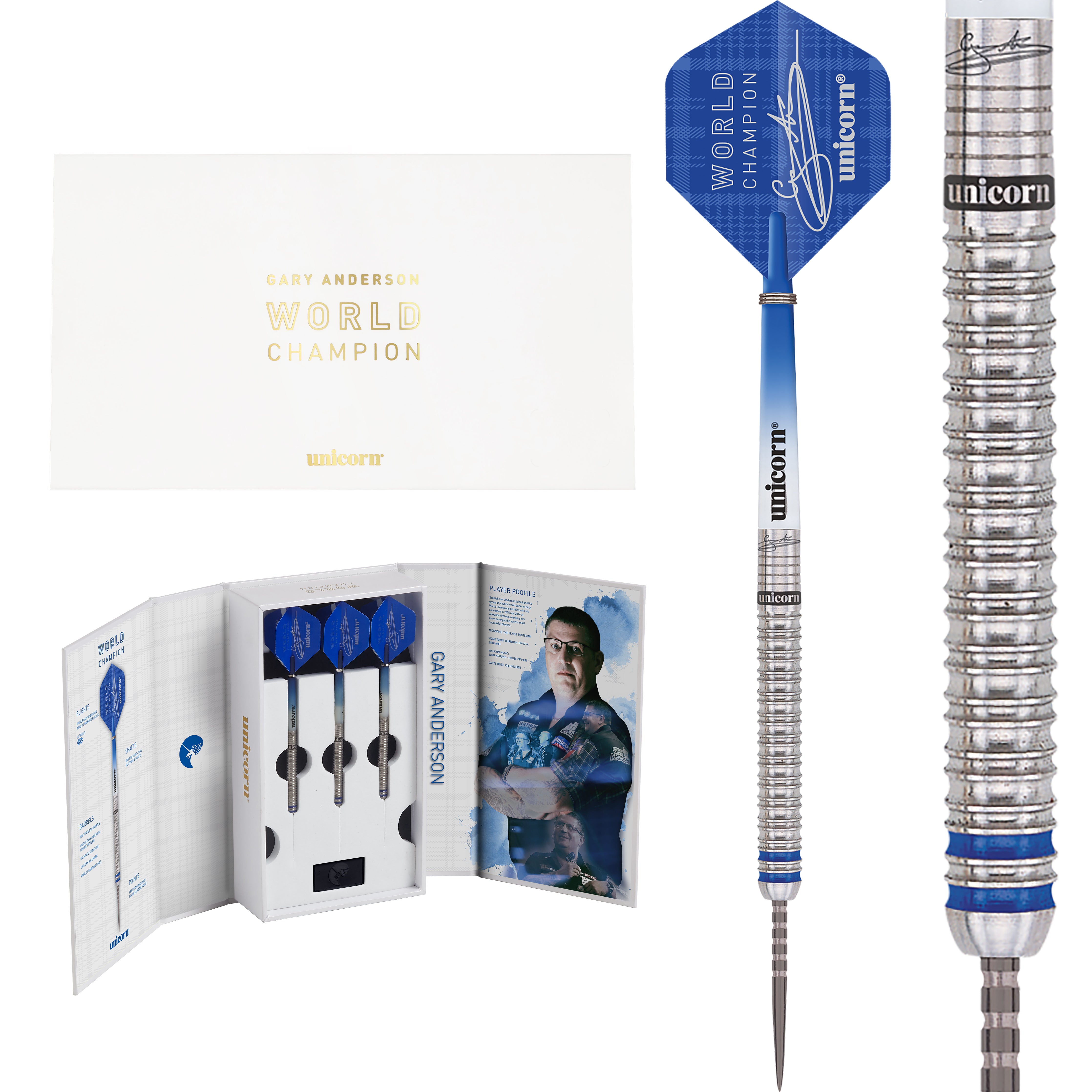 Unicorn Gary Anderson World Champion Phase 3 Deluxe 90% Tungsten - 21g 23g 25g 27g