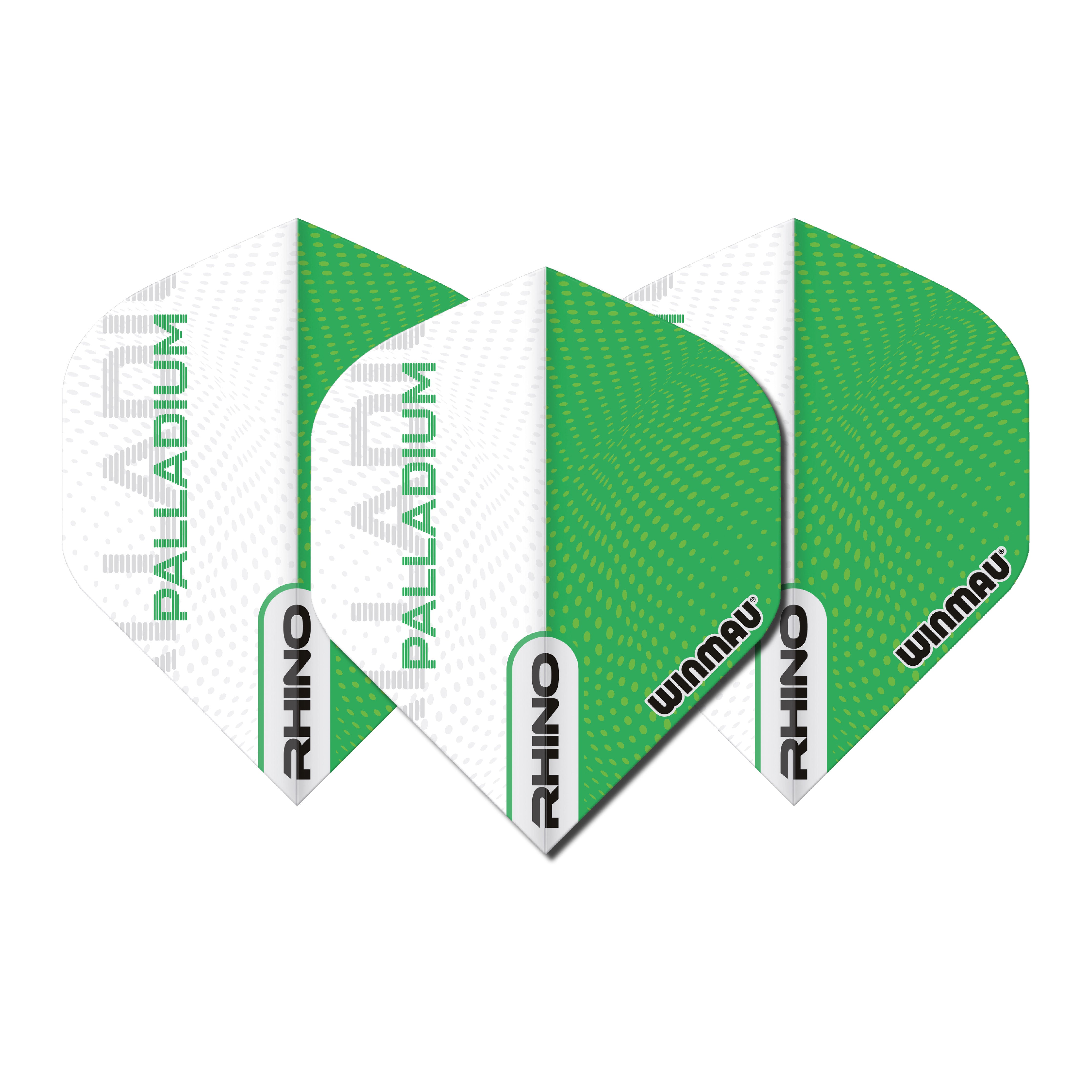 Winmau Rhino - Extra Thick - Palladium Green & White  - Dart Flights - Standard Shape