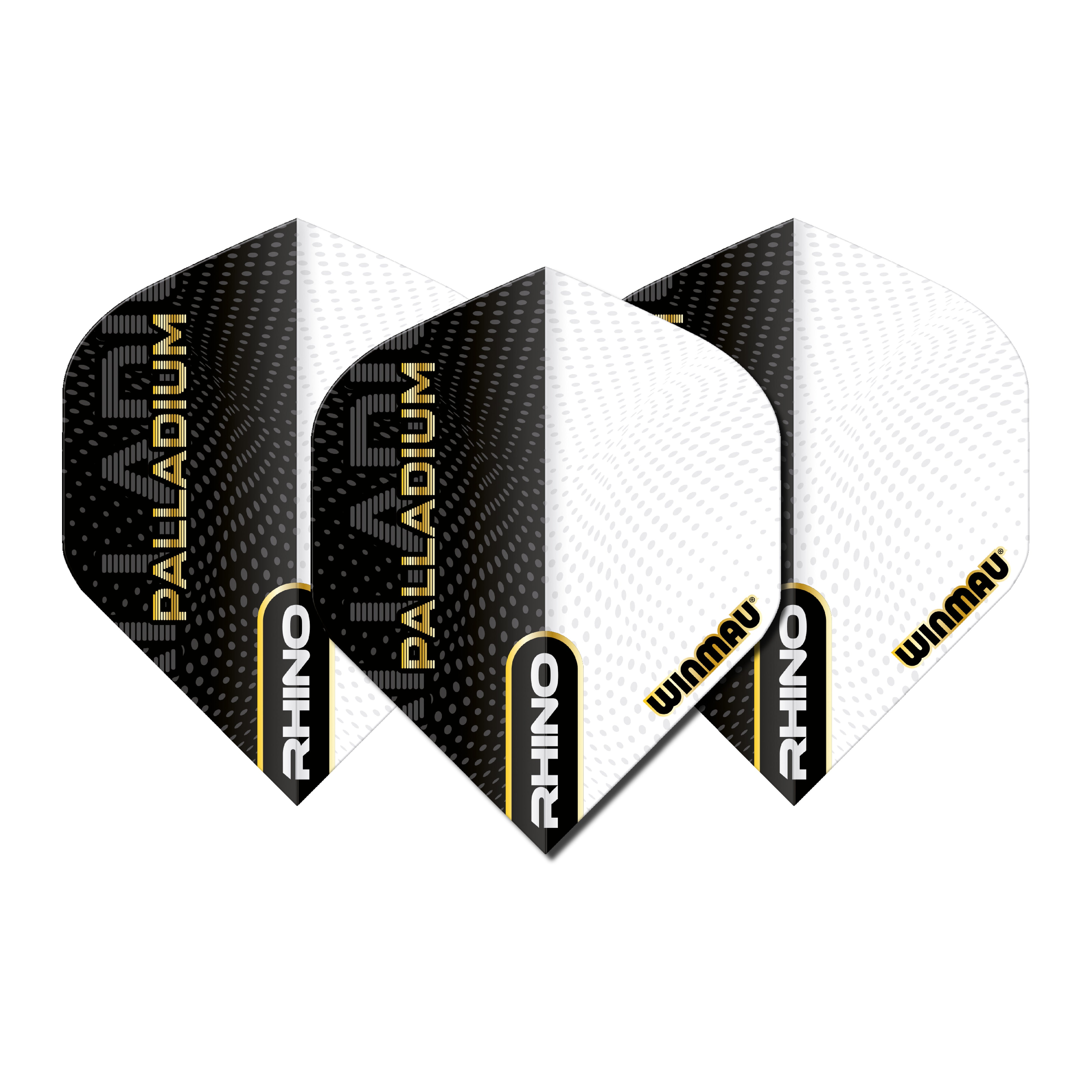 Winmau Rhino - Extra Thick - Palladium Black & White  - Dart Flights - Standard Shape