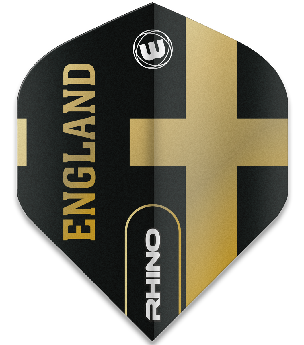 Winmau Rhino - Dart Flights - Black and Gold Flag - England