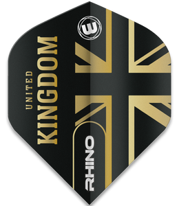 Winmau Rhino - Dart Flights - Black and Gold Flag - United Kingdom