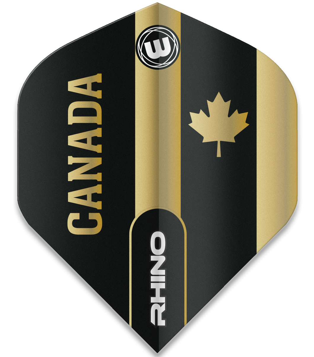 Winmau Rhino - Dart Flights - Black and Gold Flag - Canada