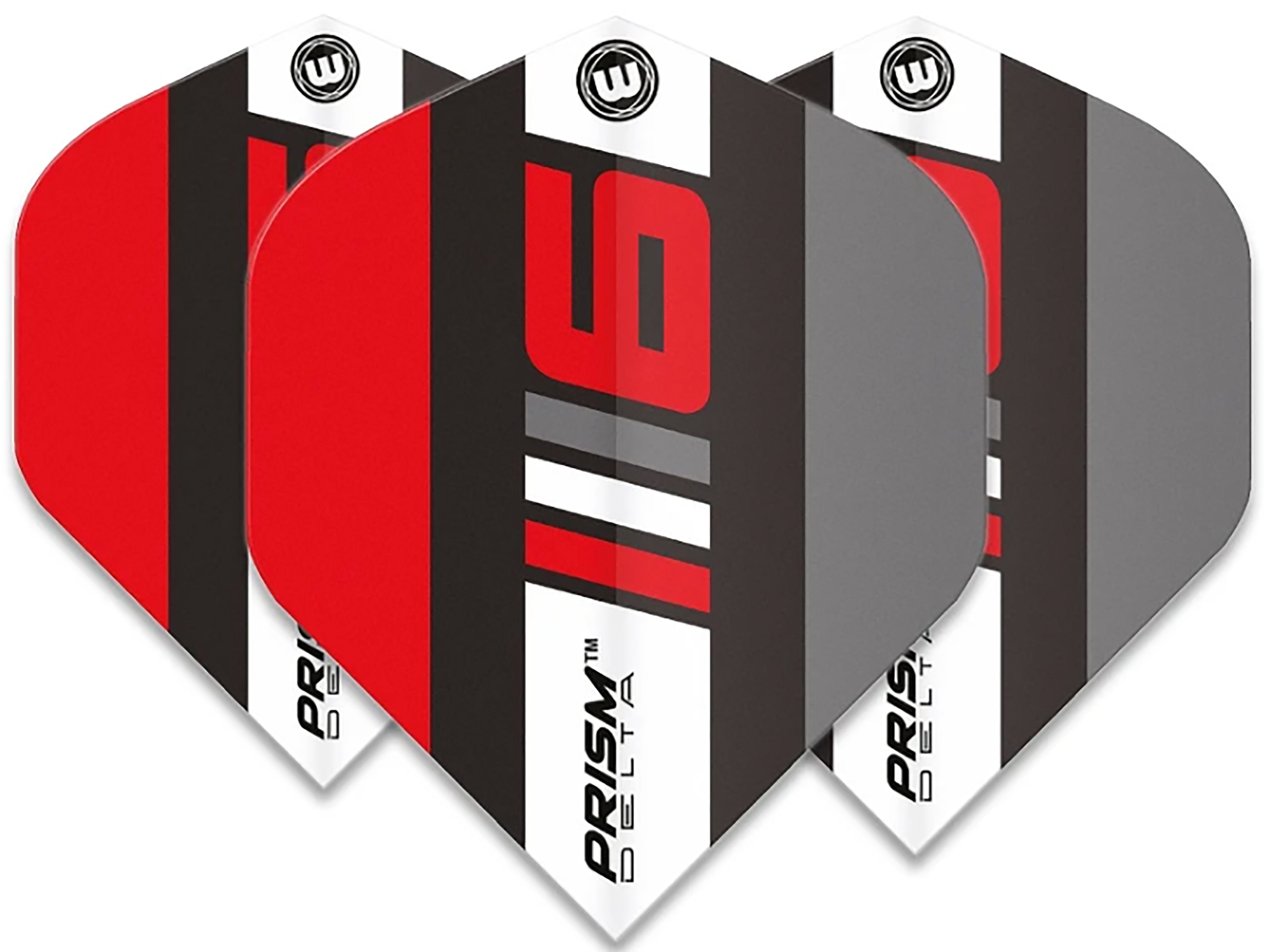 Winmau Prism Delta - Standard Dart Flights - 100 Micorn - Blade 6 - Grey/Black