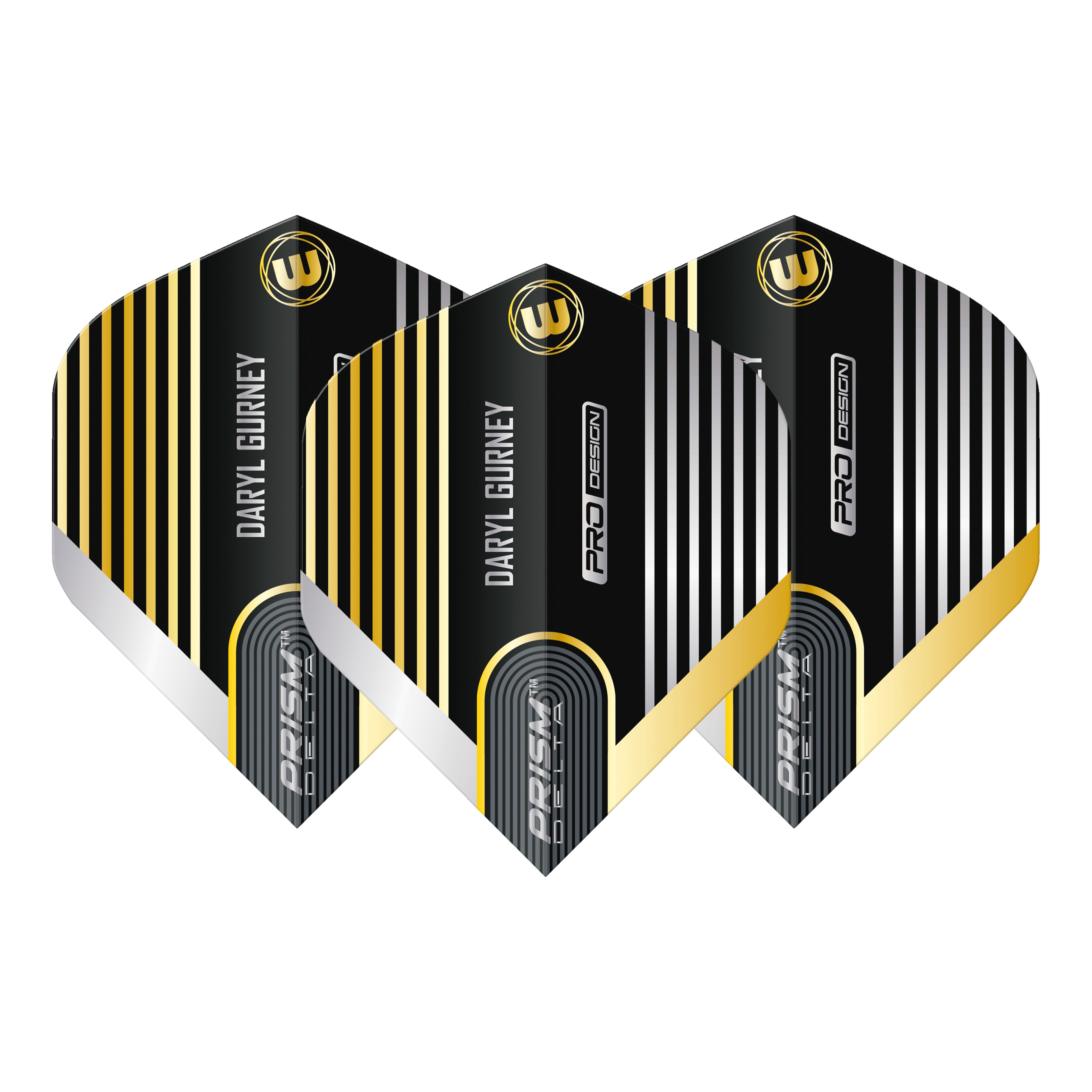 Winmau Prism Delta - Daryl Gurney - Black & Gold - Dart Flights - Standard Shape