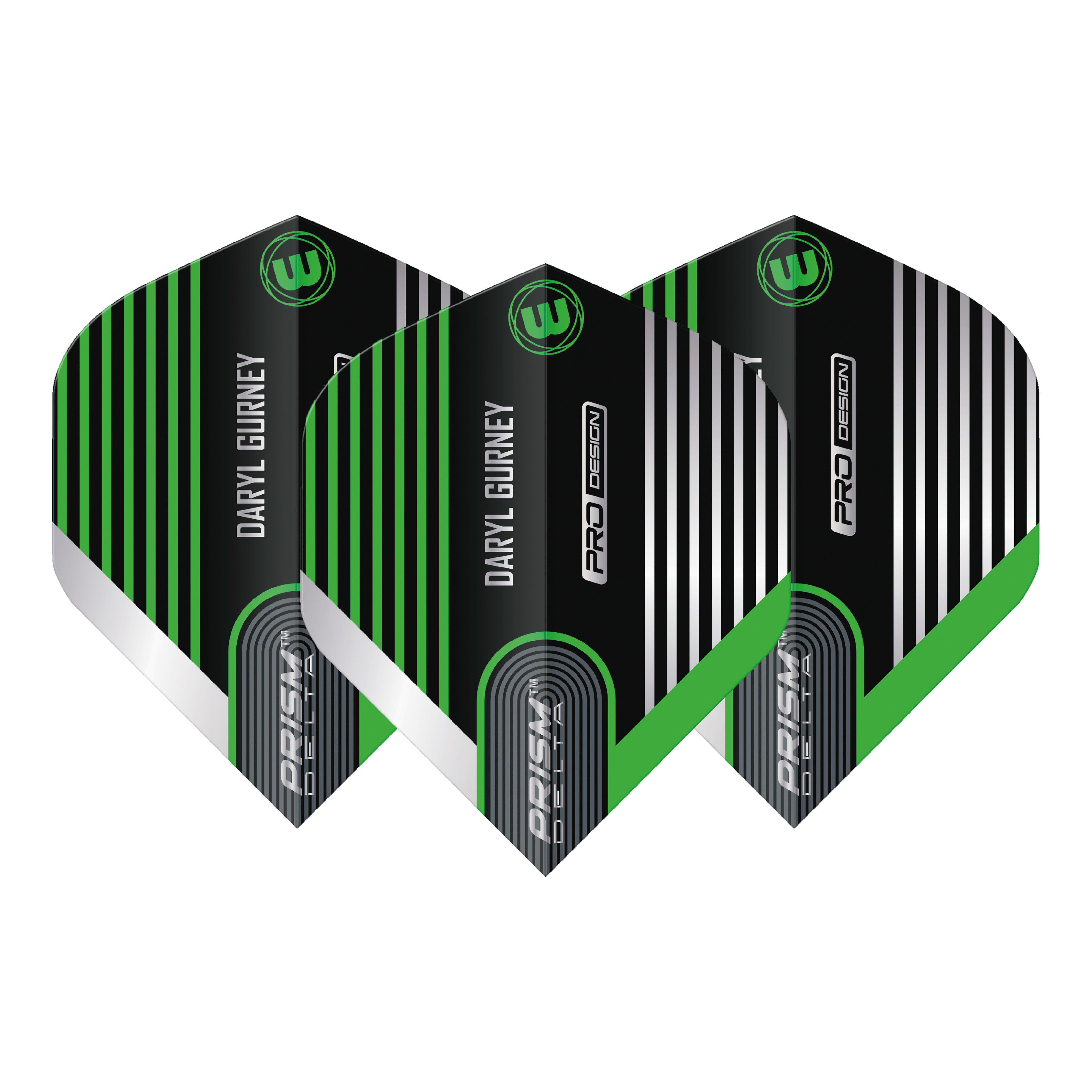 Winmau Prism Delta - Daryl Gurney - Black & Green - Dart Flights - Standard Shape