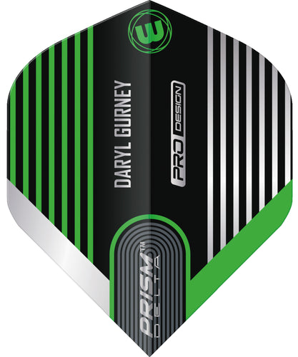 Winmau Prism Delta - Daryl Gurney - Black & Green - Dart Flights - Standard Shape