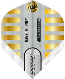 Winmau Prism Delta - Daryl Gurney - White & Gold Embossed - Dart Flights - Standard Shape