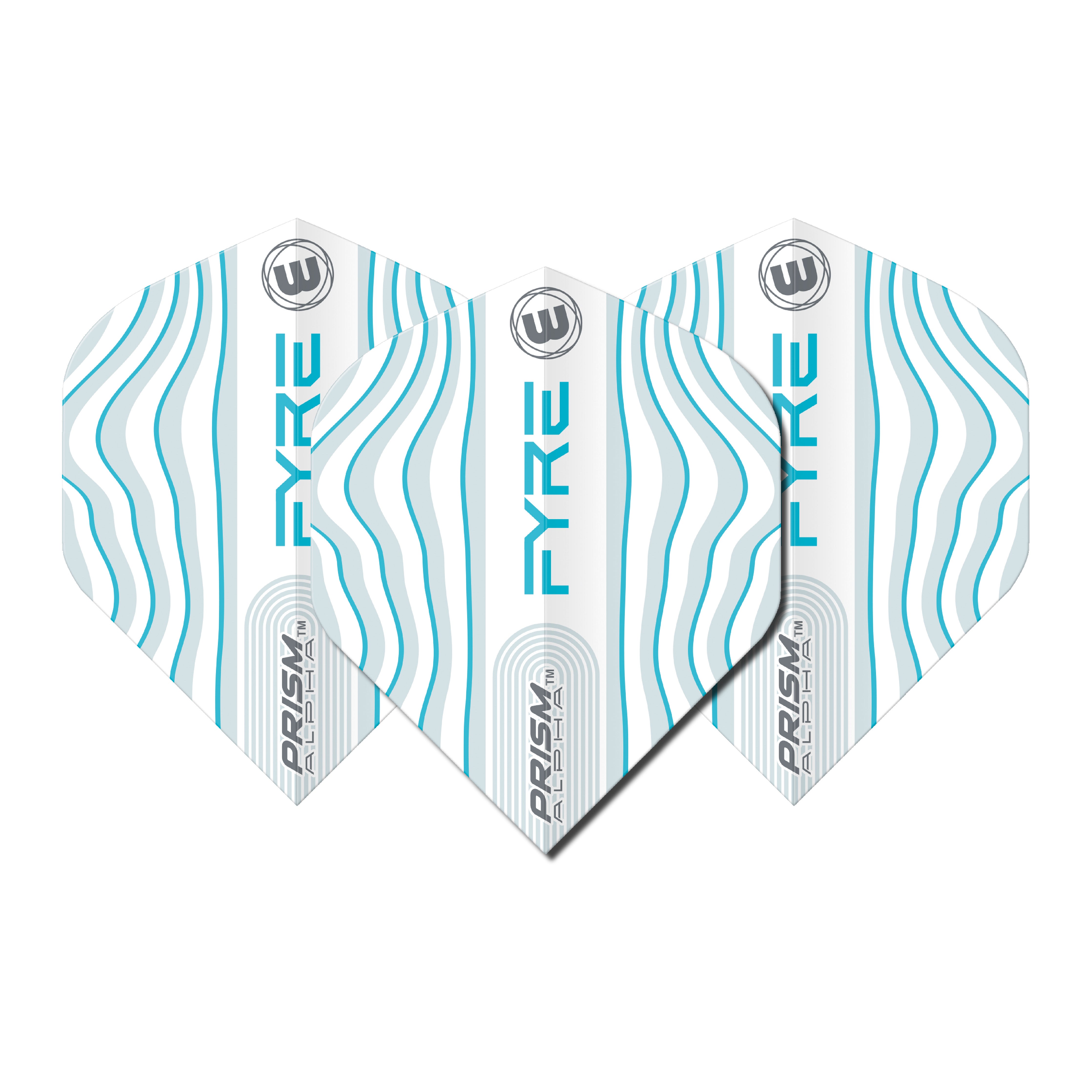 Winmau Prism Alpha  - Extra Thick - Dart Flights - Fyre - White & Aqua - Standard Shape