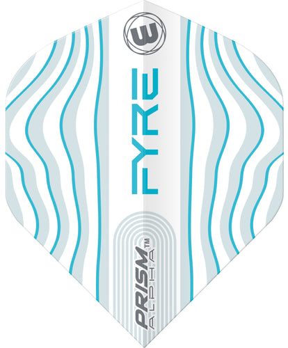 Winmau Prism Alpha  - Extra Thick - Dart Flights - Fyre - White & Aqua - Standard Shape