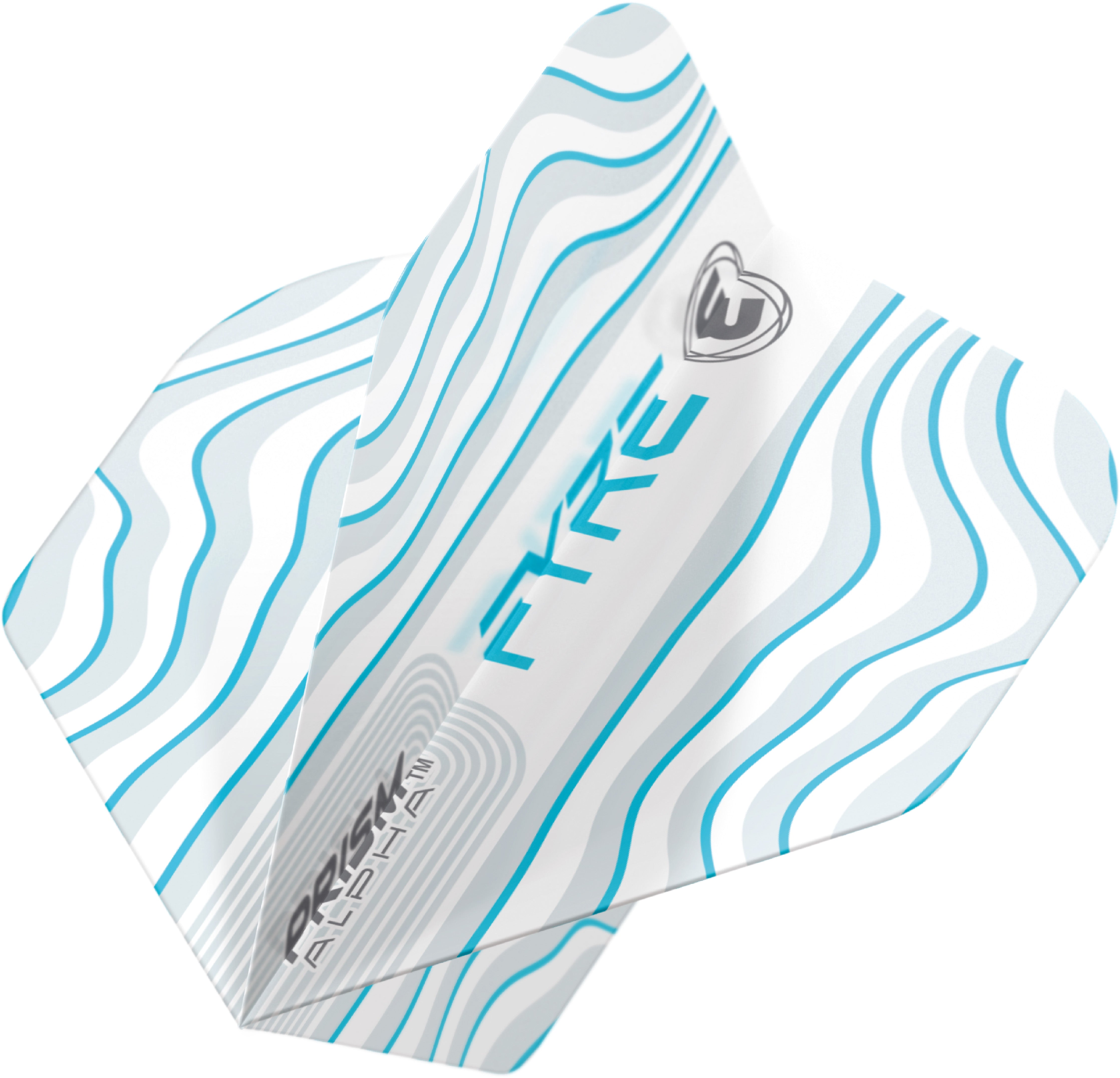 Winmau Prism Alpha  - Extra Thick - Dart Flights - Fyre - White & Aqua - Standard Shape