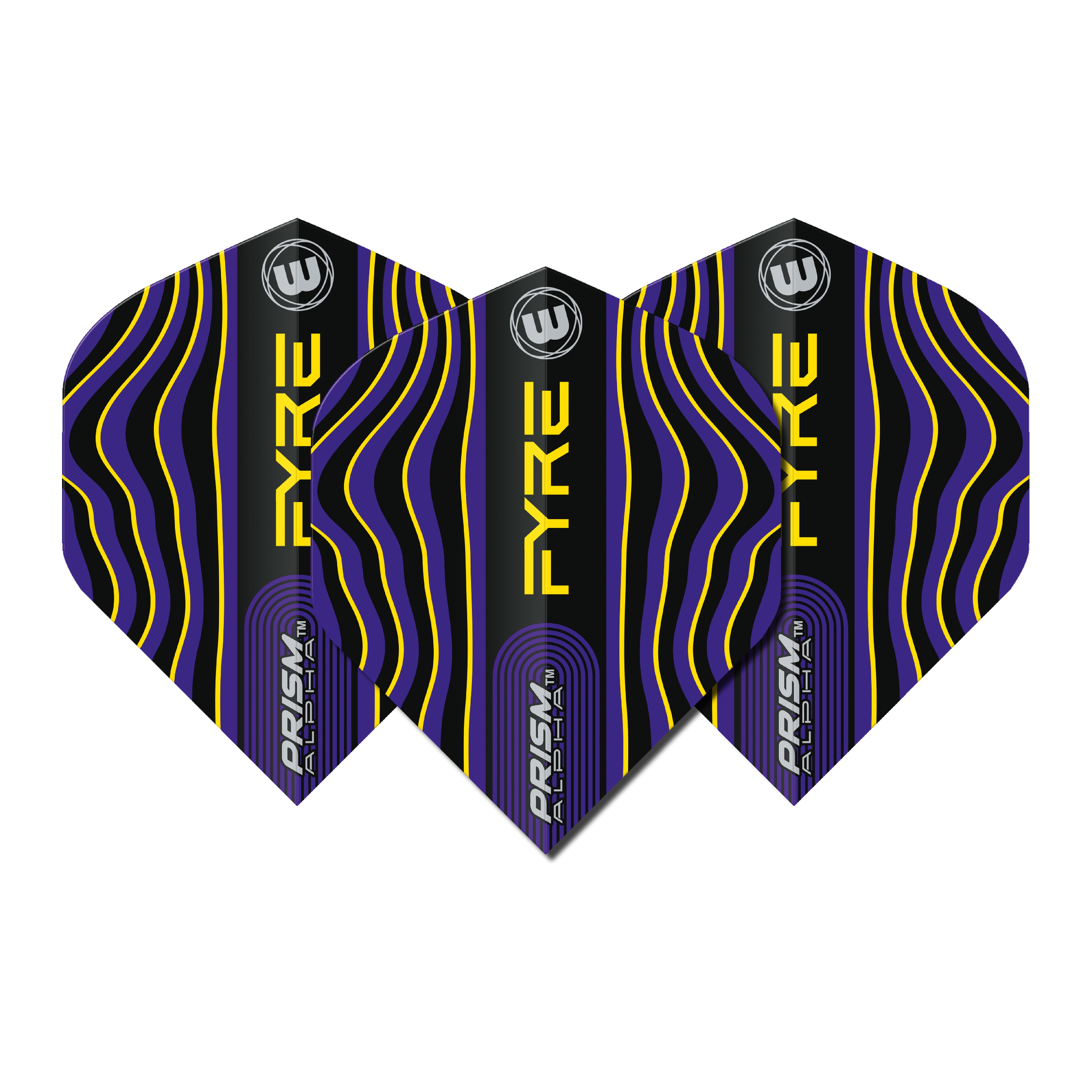Winmau Prism Alpha  - Extra Thick - Dart Flights - Fyre - Purple & Yellow - Standard Shape