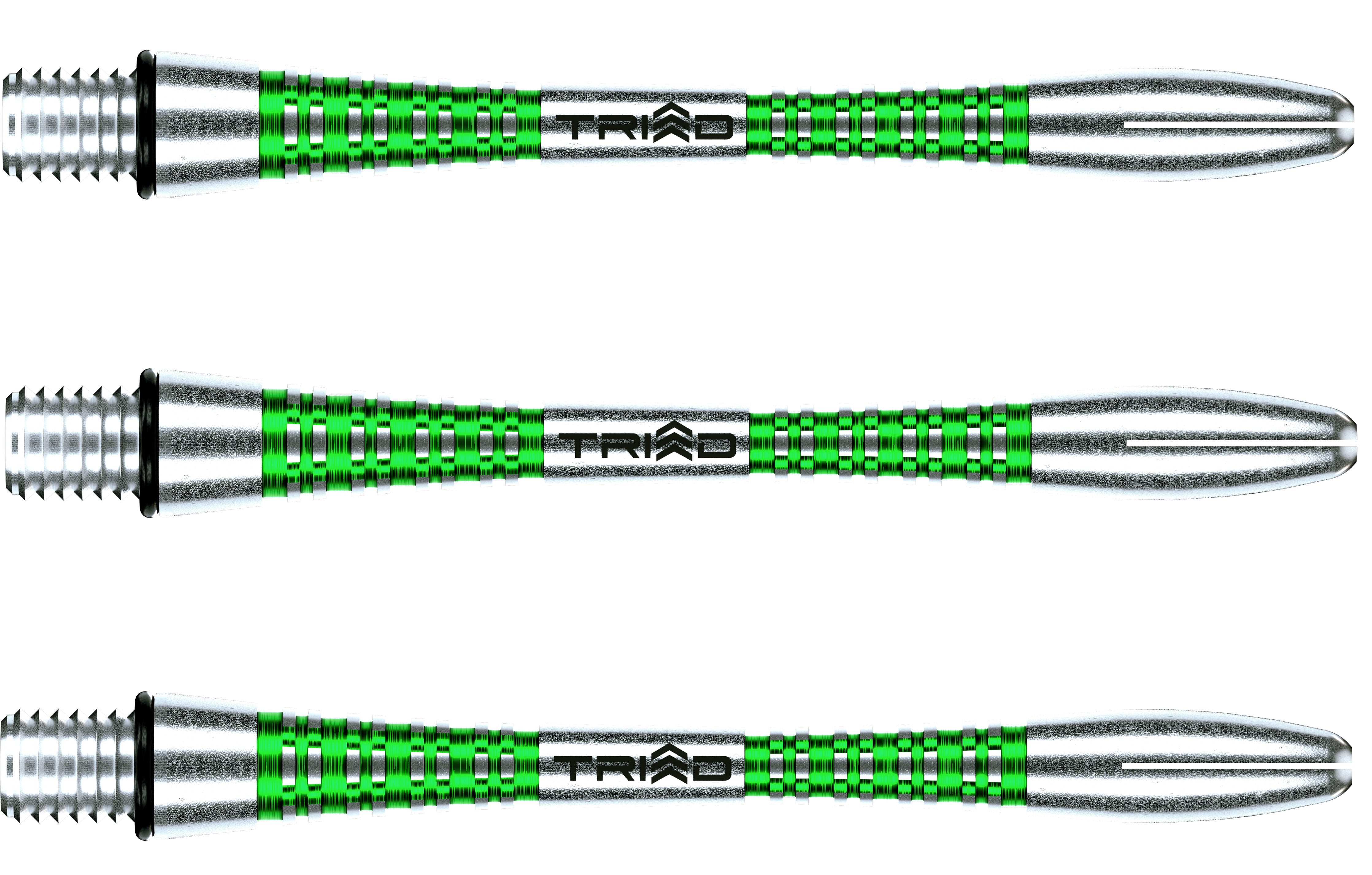 Winmau Triad Short Green Aluminium Dart Shafts – Set Of 3, Model TRI-2