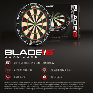 Winmau Blade 6 Dual Core Dartboard - Staple Free - Rota Lock