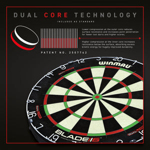 Winmau Blade 6 Dual Core Dartboard - Staple Free - Rota Lock