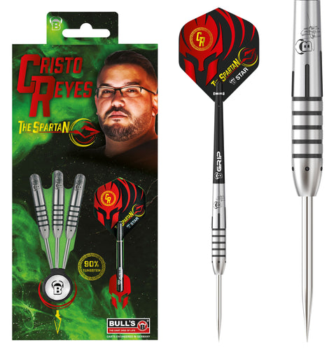 BULL'S Cristo Reyes Steel Tip Darts - 90% Tungsten - The Spartan - 21g 23g