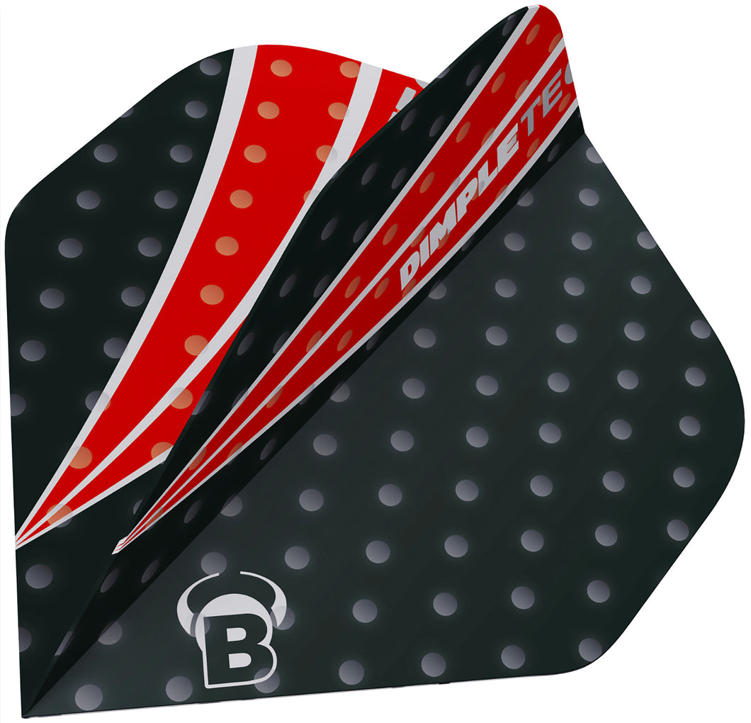 BULL'S Dimpletec Black & Red Dart Flights - B Standard Shape