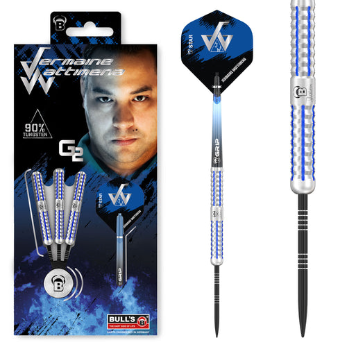 BULL'S Jermaine Wattimena G2 Steel Tip Darts - 90% Tungsten - 22g 24g