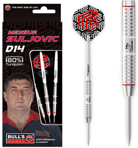 BULL'S Mensur Suljovic D14 - Steel Tip Darts - 80% Tungsten - The Gentle - 22g 24g