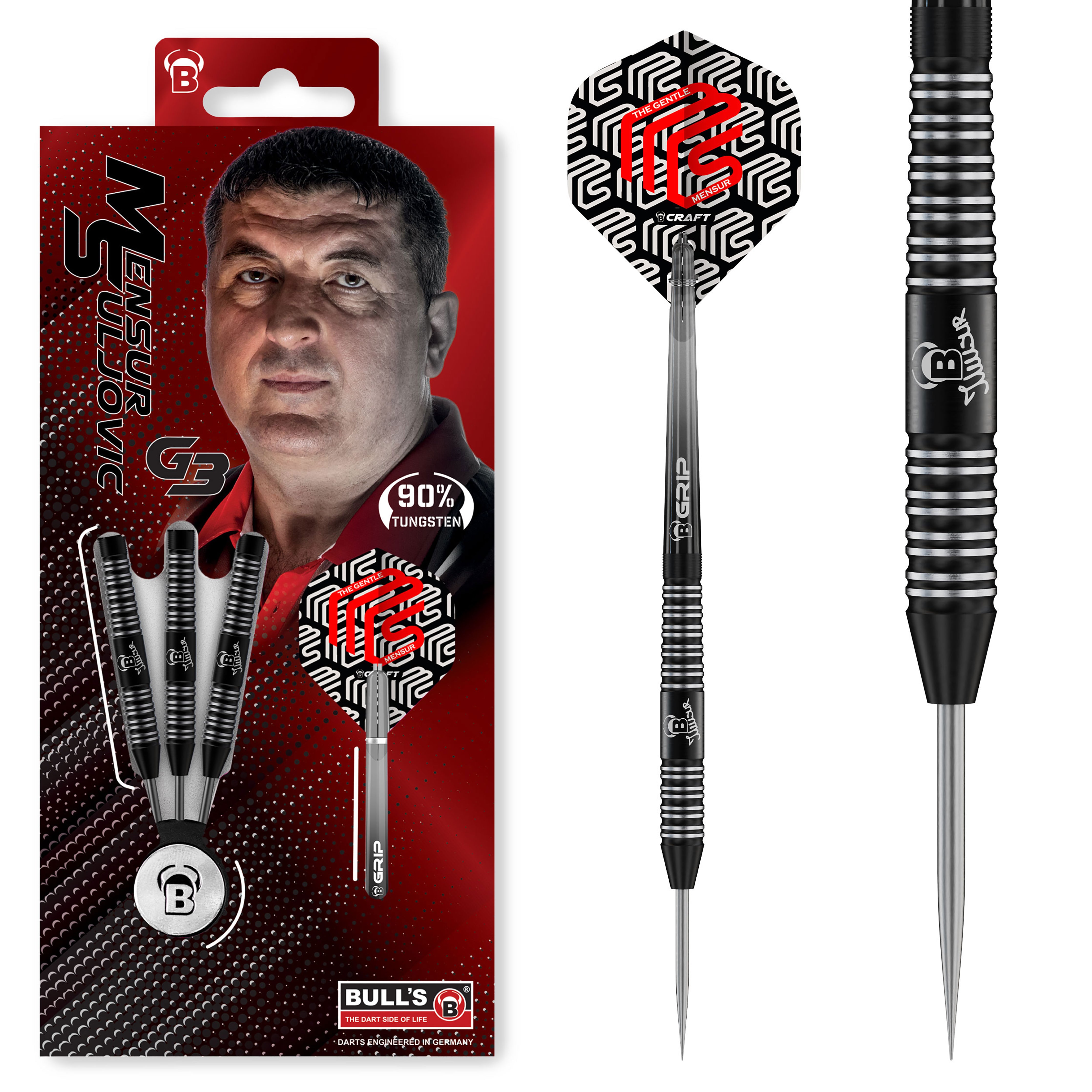 BULL'S Mensur Suljovic G3 Steel Tip Darts - 90% Tungsten