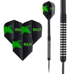 Bully Black Darts - Steel Tip - 85% Tungsten - Flights - Shafts - Wallet - 21g 23g - Type 2