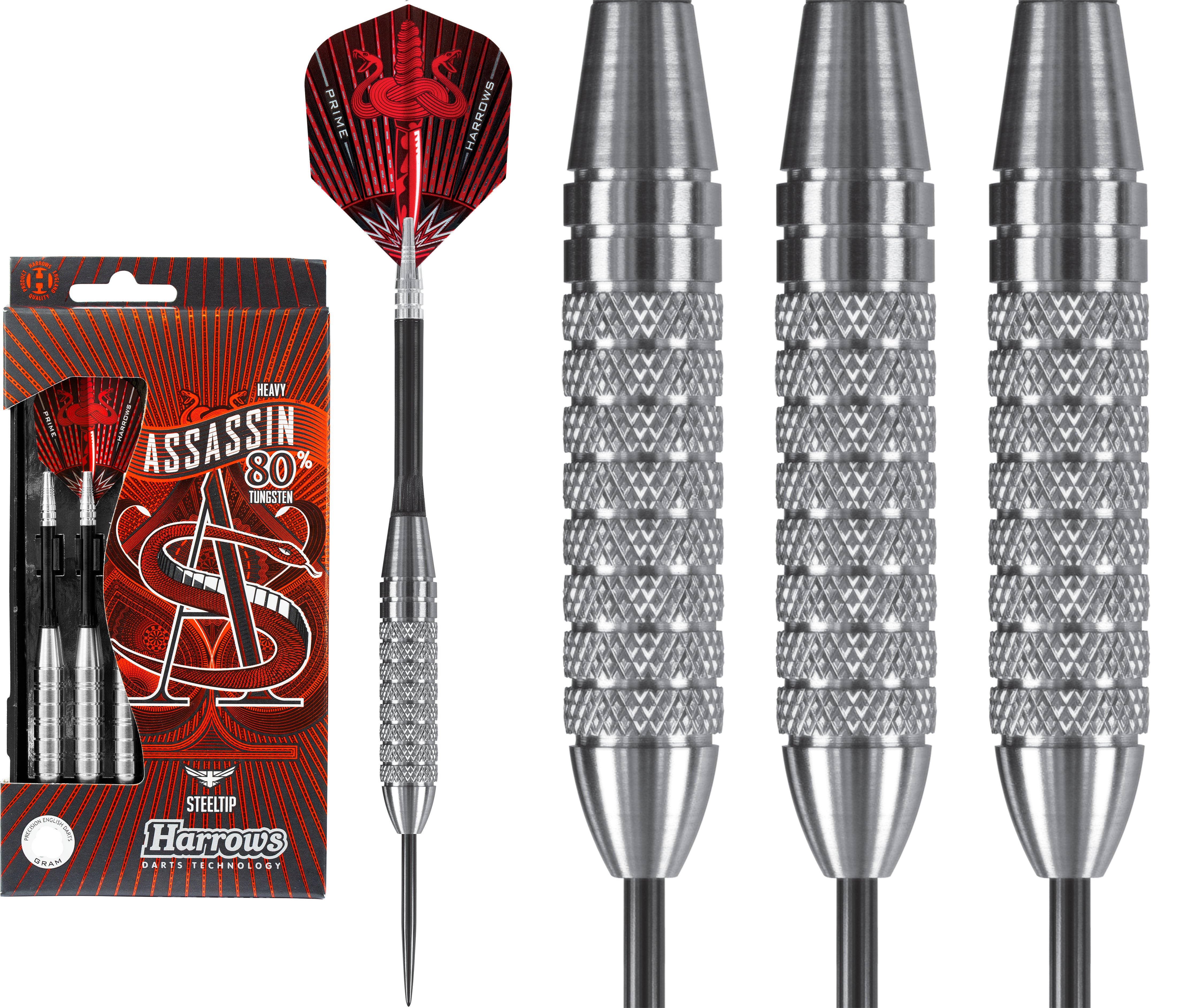 Harrows Assassin Darts - Steel Tip Tungsten - Made in England - Heavy - 38g