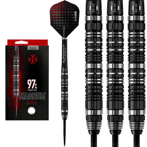 Harrows Magnum Reloaded Darts - Steel Tip - Black & Silver - 97% Tungsten - 21g - 26g