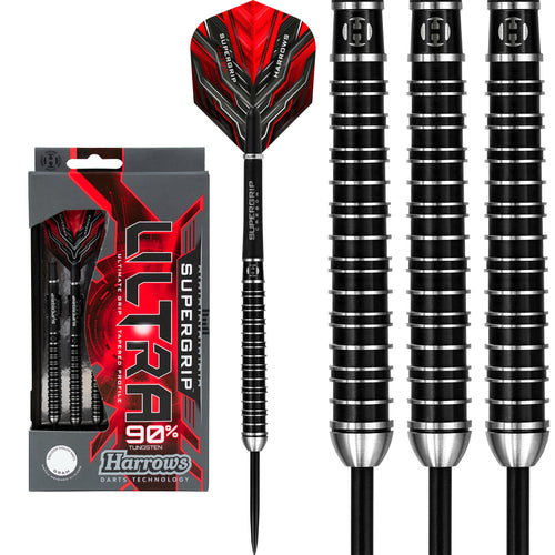 Harrows Supergrip Ultra - 90% Tungsten Steel Tip Darts - 21g - 30g